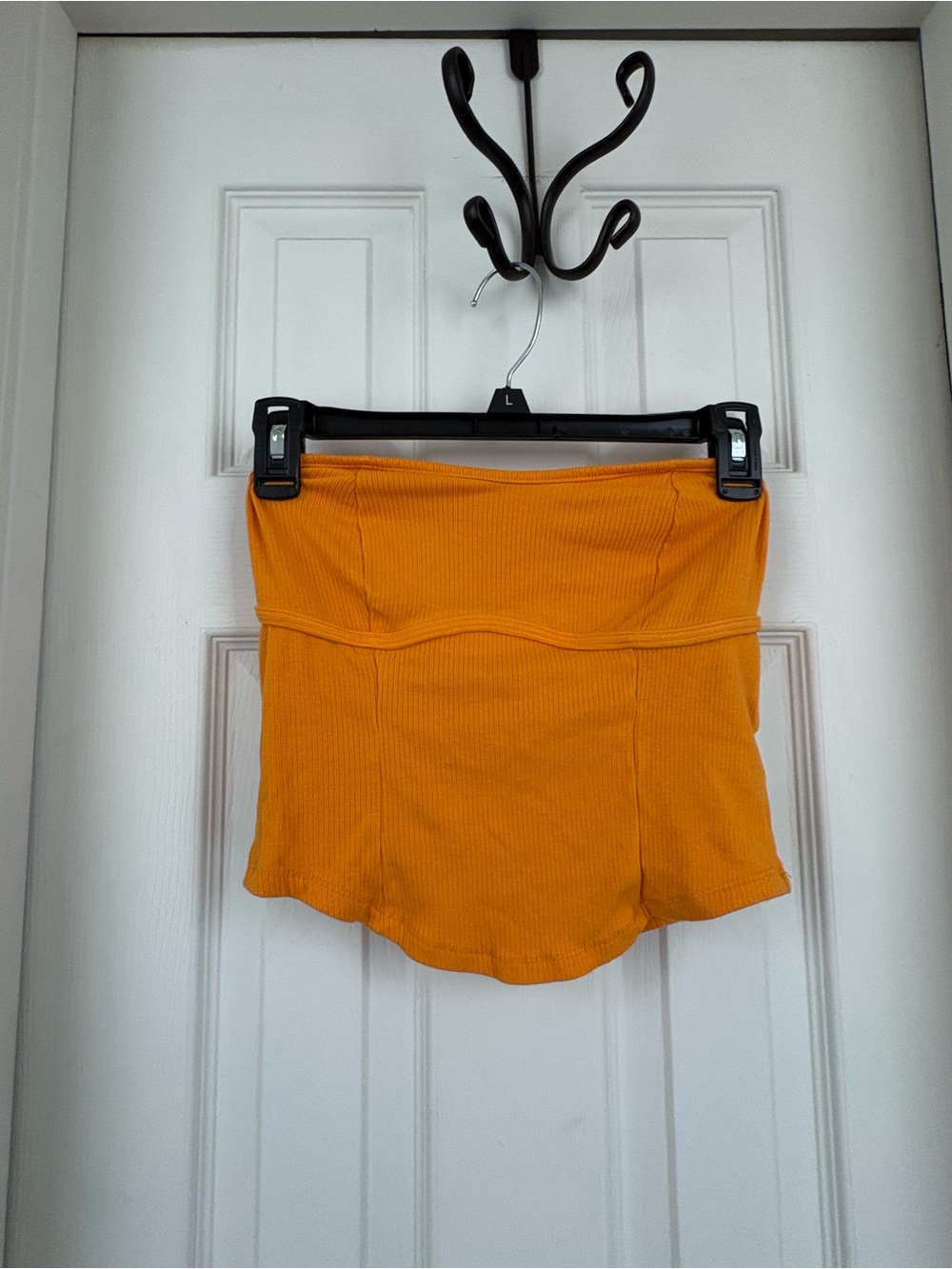 Women’s High-Waist Ribbed Shorts - Mustard Orange